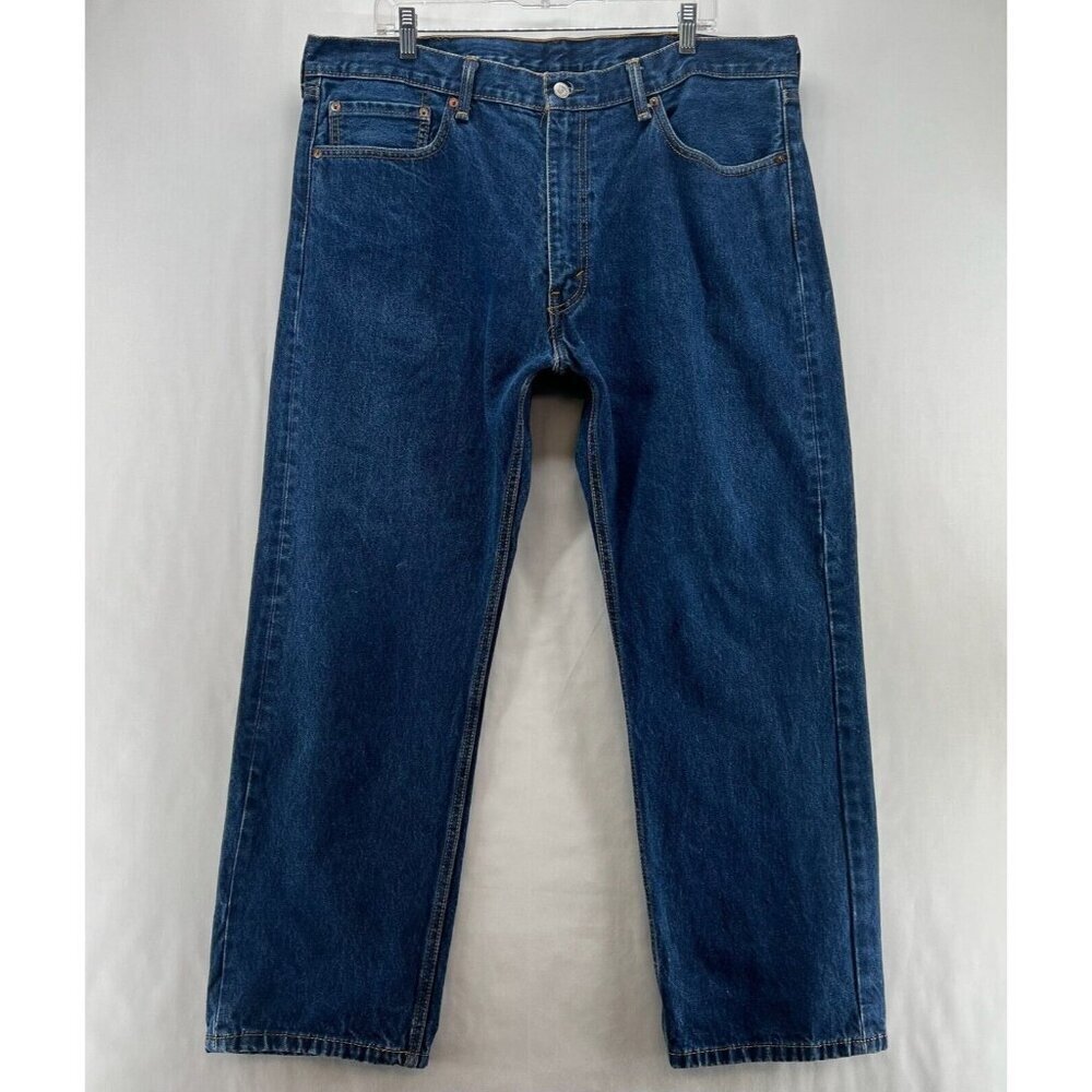 LEVI'S Jeans Mens 40x30 505 Regular Fit Straight Leg Dark Washed Denim Blue